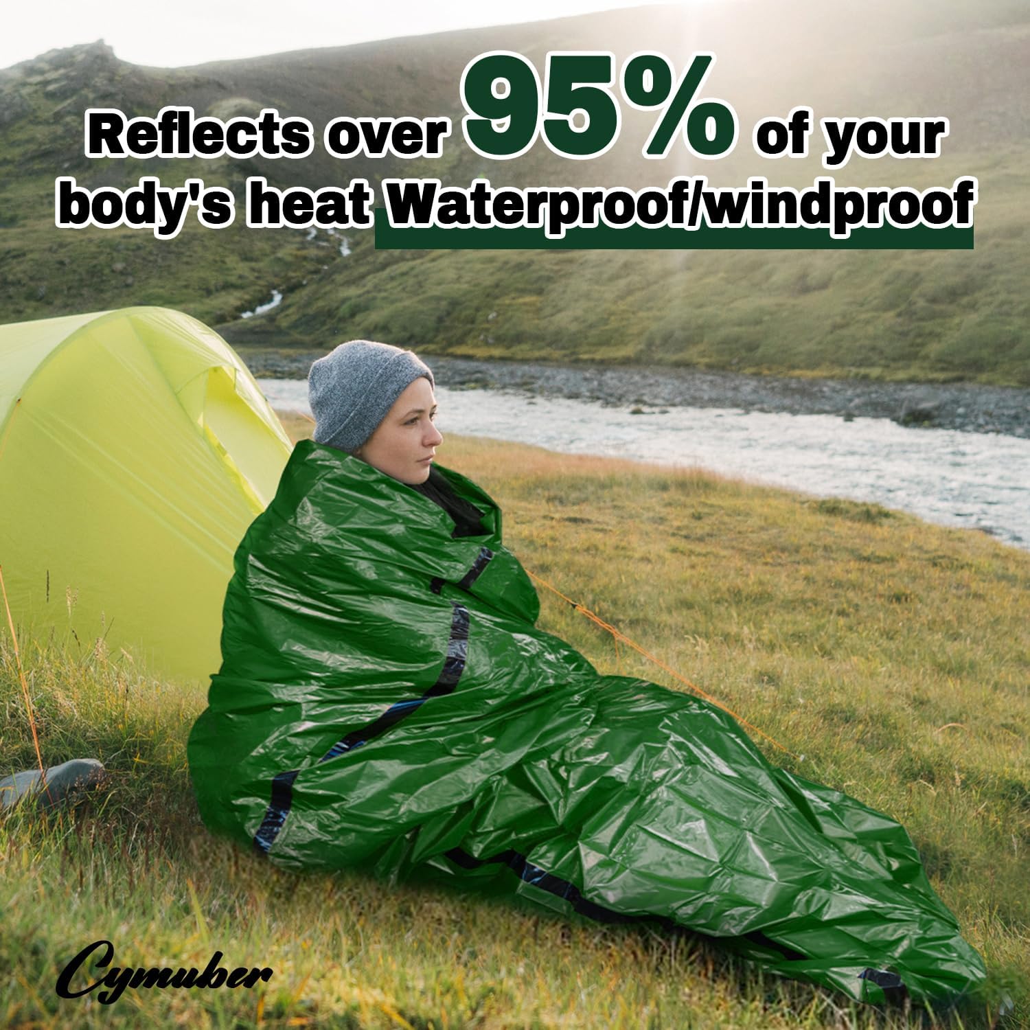 Emergency Sleeping Bag Survival Bag, Cymuber Portable Waterproof Thermal Bivy Sacks Tac Bivvy Bags,Camping Mylar