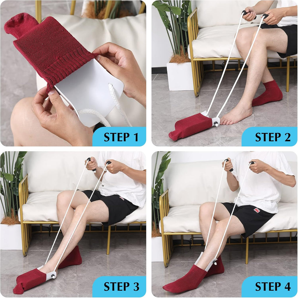 Sock Aid - Wide 3.93" Sock Aid with Foam Handles, Sock Aide Device for Seniors, Sock Helper Easy On Easy Off for