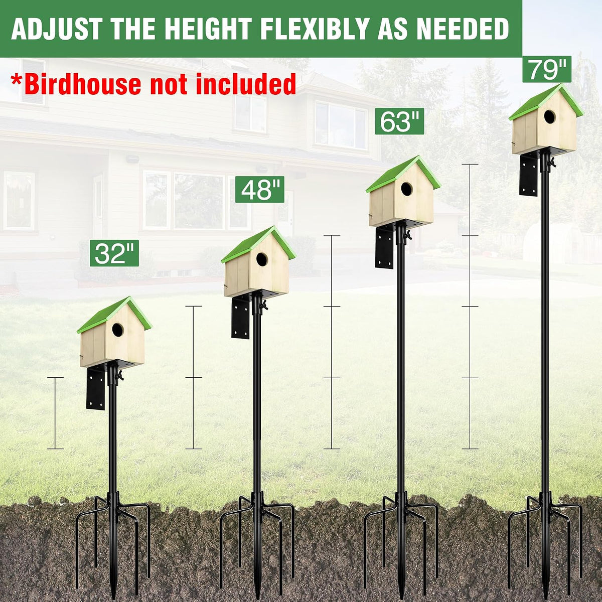 79 Inch Bird Feeder Pole Mount Kit for Outdoors Heavy Duty