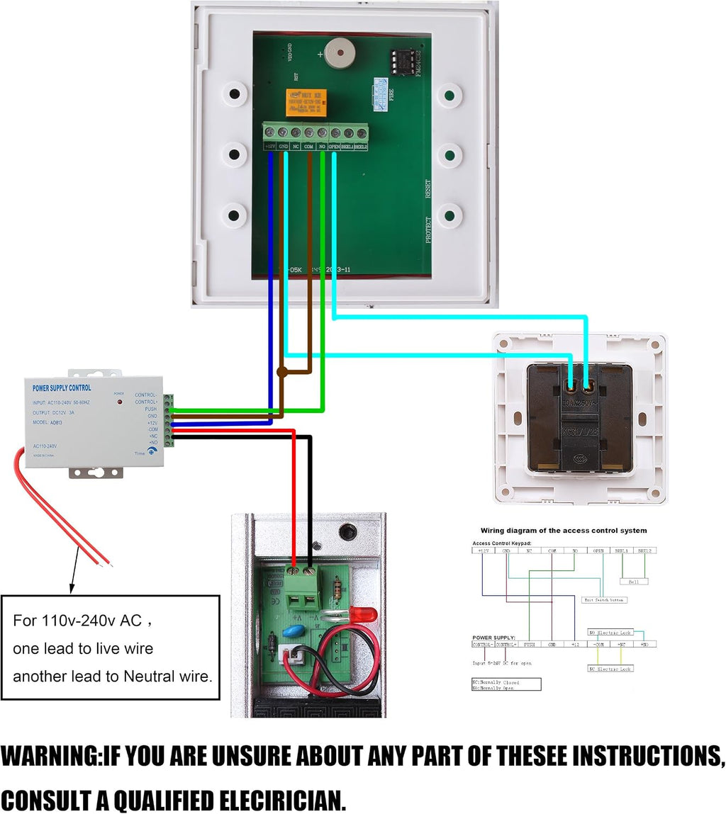 RFID Door Access Control System Kit 280kg Electric Magnetic Lock | 620LB Holding Force, 110-240V AC to 12VDC 3A 36W