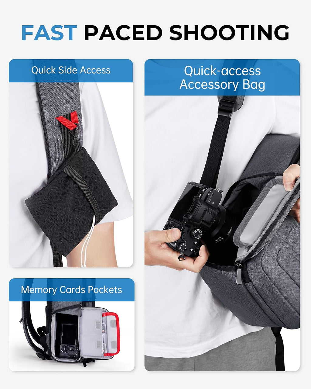 Camera Bag for DSLR, Waterproof Camera Backpacks for Photographers, Camera Case with Laptop Compartment-14 Grey