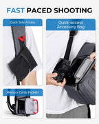 Camera Bag for DSLR, Waterproof Camera Backpacks for Photographers, Camera Case with Laptop Compartment-14 Grey