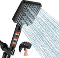Filtered Shower Head Black - 6 Modes High Pressure Handheld Shower Head with Filter Mineral Beads, Detachable