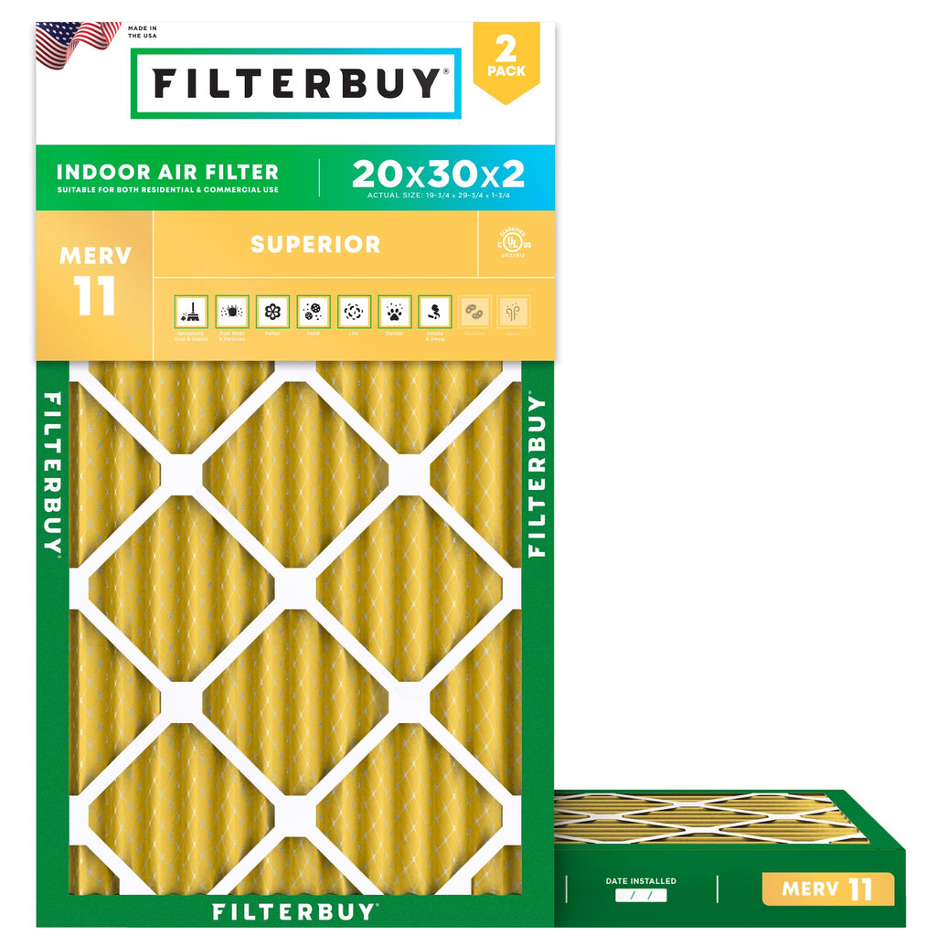 20x30x2 Air Filter MERV 11 Pet & Allergy Defense (2-Pack)