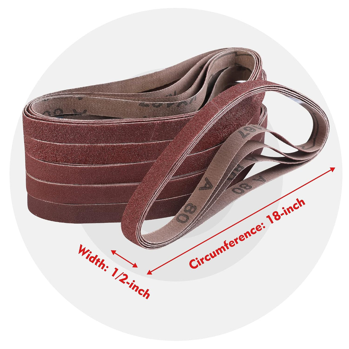 WORKPRO 24-Pack 1/2 x 18 Inch Sanding Belts, Aluminum Oxide Abrasive Belts