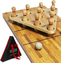 Shuffleboard Bowling Pin Set with 10 Pcs Premium Hardwood Bowling Pins Durabel Triangular Pinsetter Resin Bowling