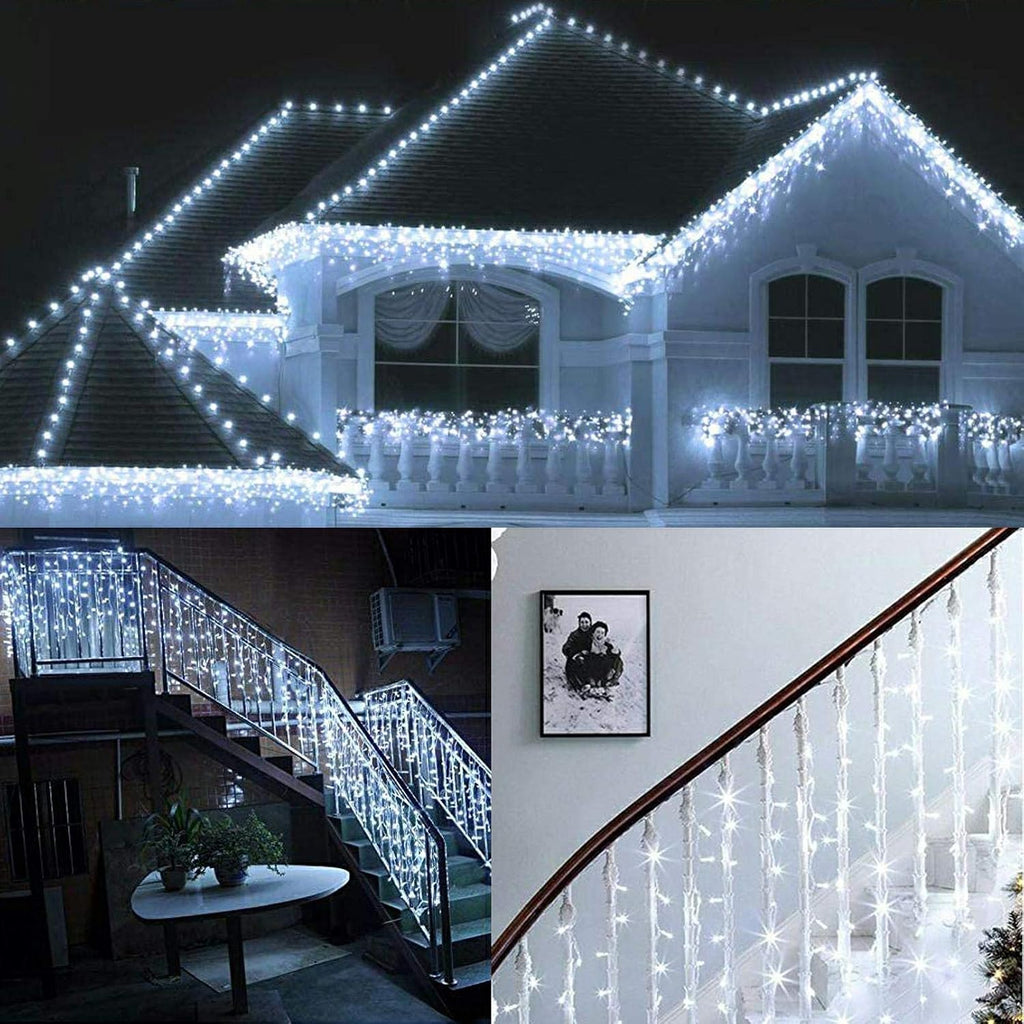 Icicle Dripping Lights, 13FT 144 LEDs 8 Modes Christmas Connectable Twinkle Window Curtain Fairy Waterfall Diwali
