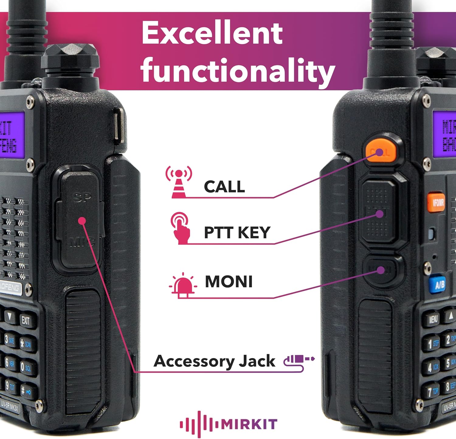 Baofeng Radio UV-5R MK3X Legal Power Tri-Band Radio 2026 VHF/UHF 144-148/222-225/420-450 MHz - Walkie Talkie with