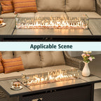 31x7x5.5 Fire Pit Glass Flame Wind Guard,Thick Tempered Glass Rectanglar FirePit Flame Shield with Aluminium