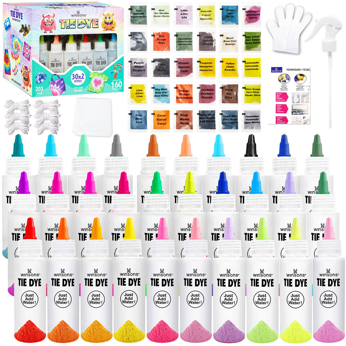 30 Colors Tie Dye Kit, Fabric Dye Set for Kids Adults Parties