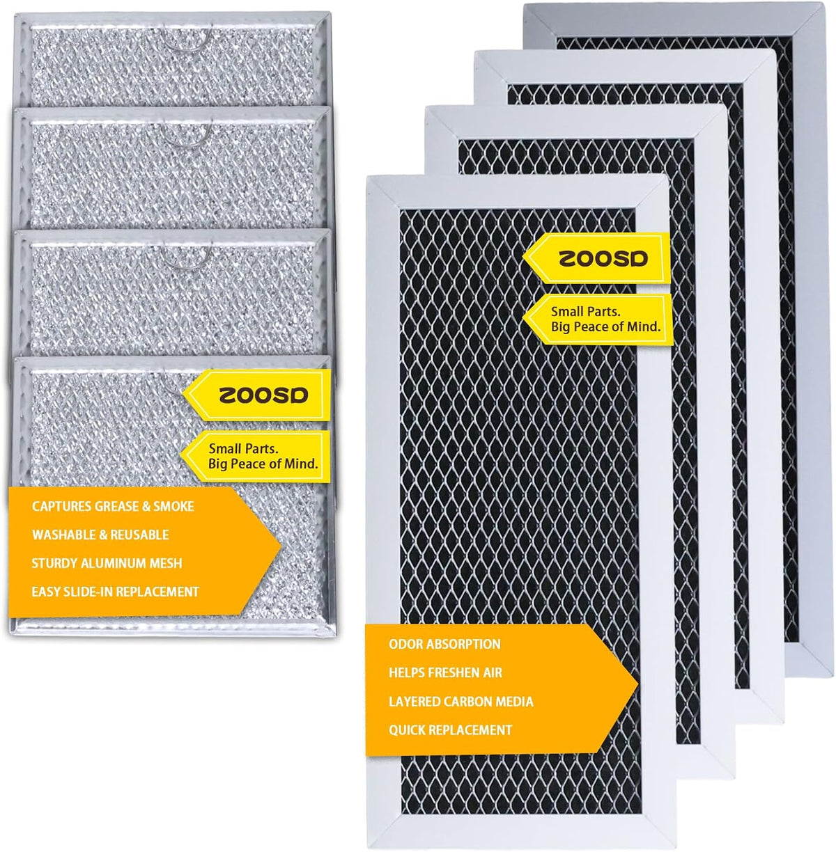 ME19R7041FS ME19R7041FSAA 8-Pack Microwave Filters: 4 Charcoal + 4 Grease