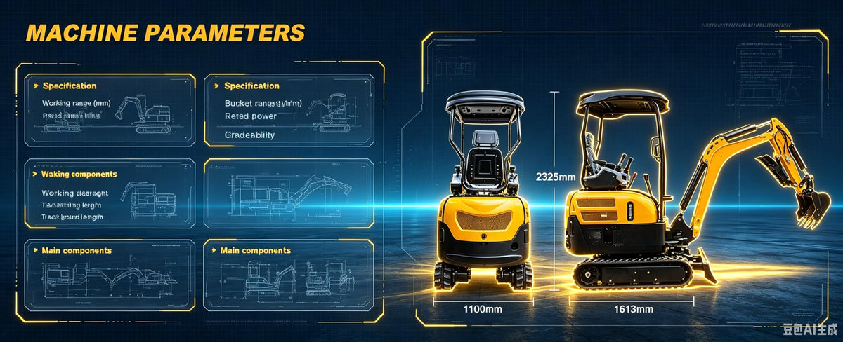 2 Ton Mini Excavator with Kubota Engine, High Horsepower Diesel Compact Crawler Digger for Construction & Farming