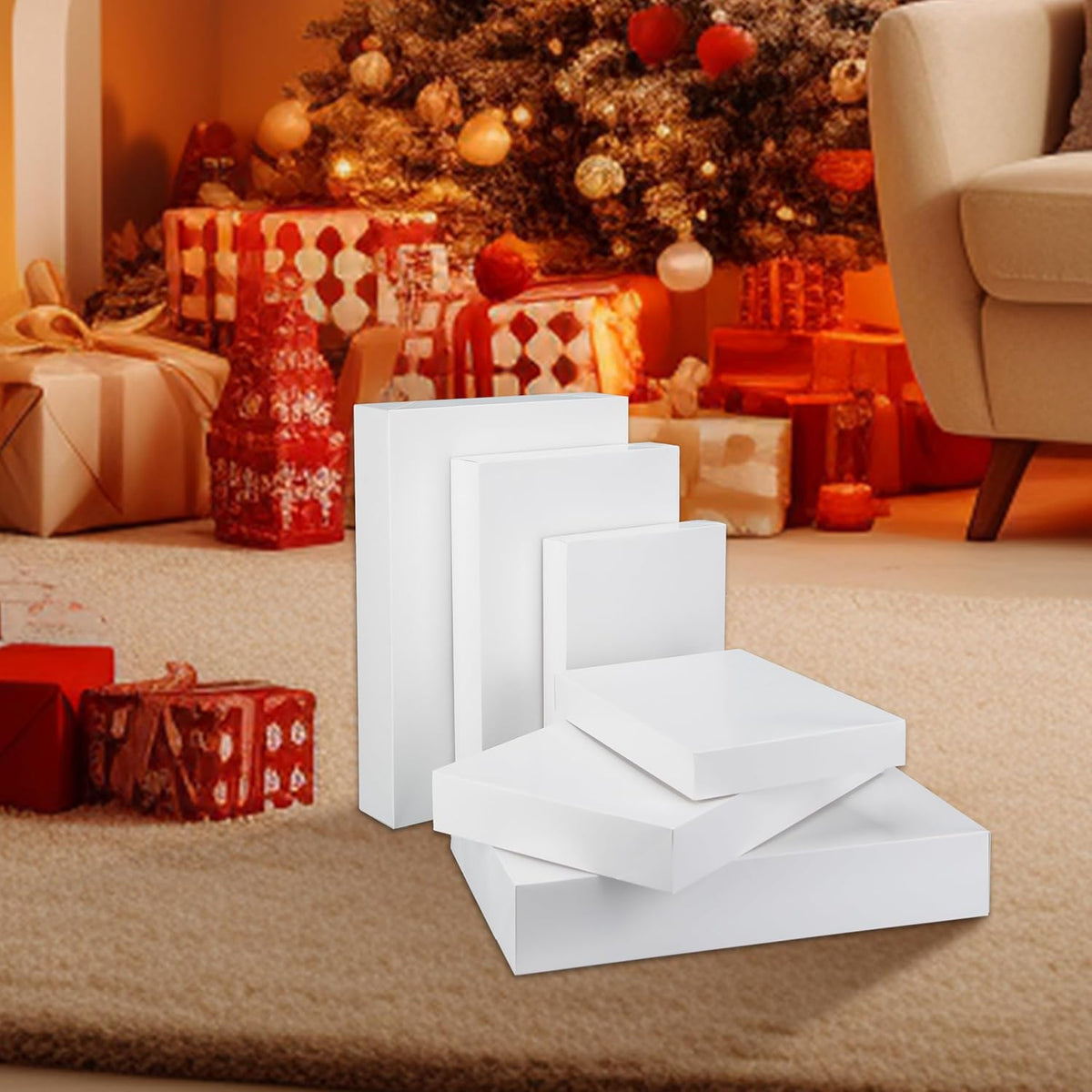 12 Pack White Gift Boxes with Lids,Assorted Sizes Shirt Present Box