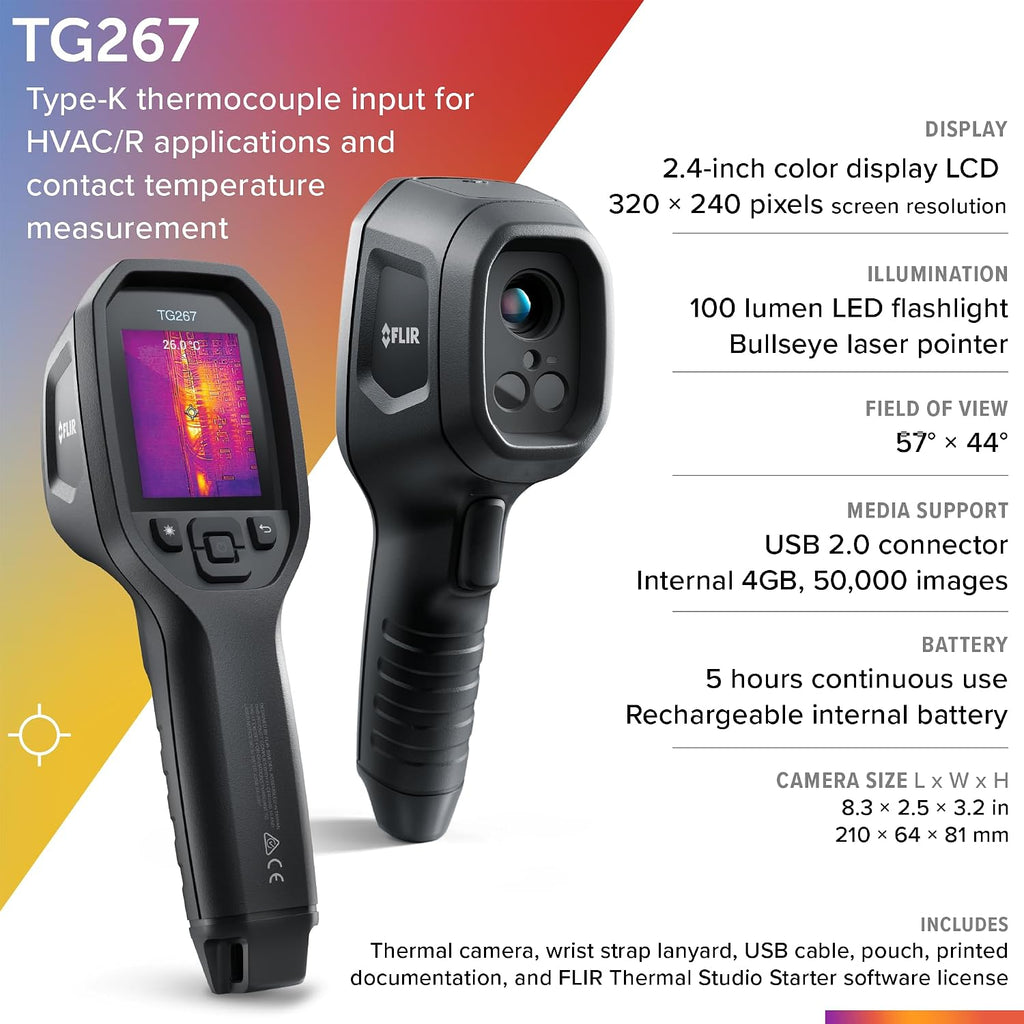 TG267 Thermal Imaging Camera with Bullseye Laser: Commercial Grade Infrared Camera for Building Inspection, HVAC and