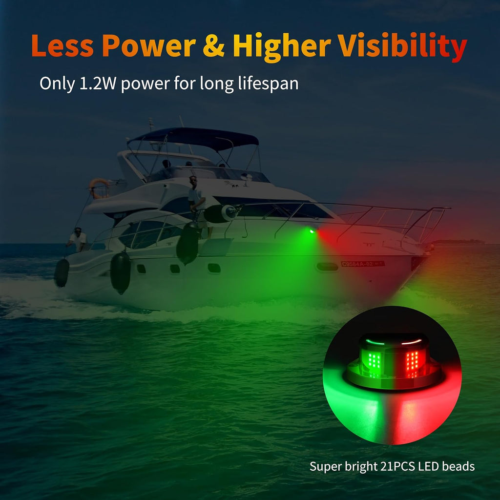 RVZONE Boat Navigation Lights, Red Green LED Bow Lights for Boats, IP67