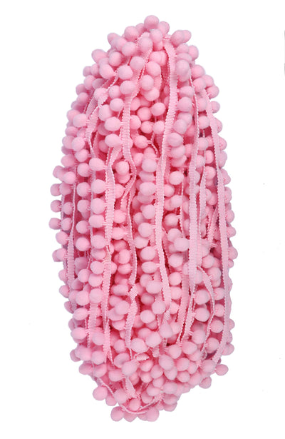 10 Yards Ball Fringe 1" Wide Pom Pom Trim Ribbon Sewing(Pom Size 15mm, Pink)
