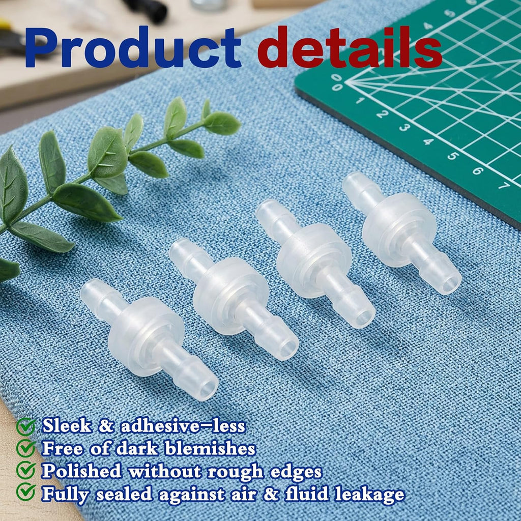 Yuanchu 10 Pcs 1/4 Inch Plastic Check Valve, One Way Inline Barb Non Return