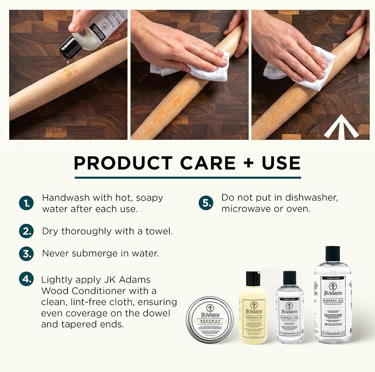 French Tapered Rolling Pin, Wooden Baking Dowel, 20.5" x 1.75"