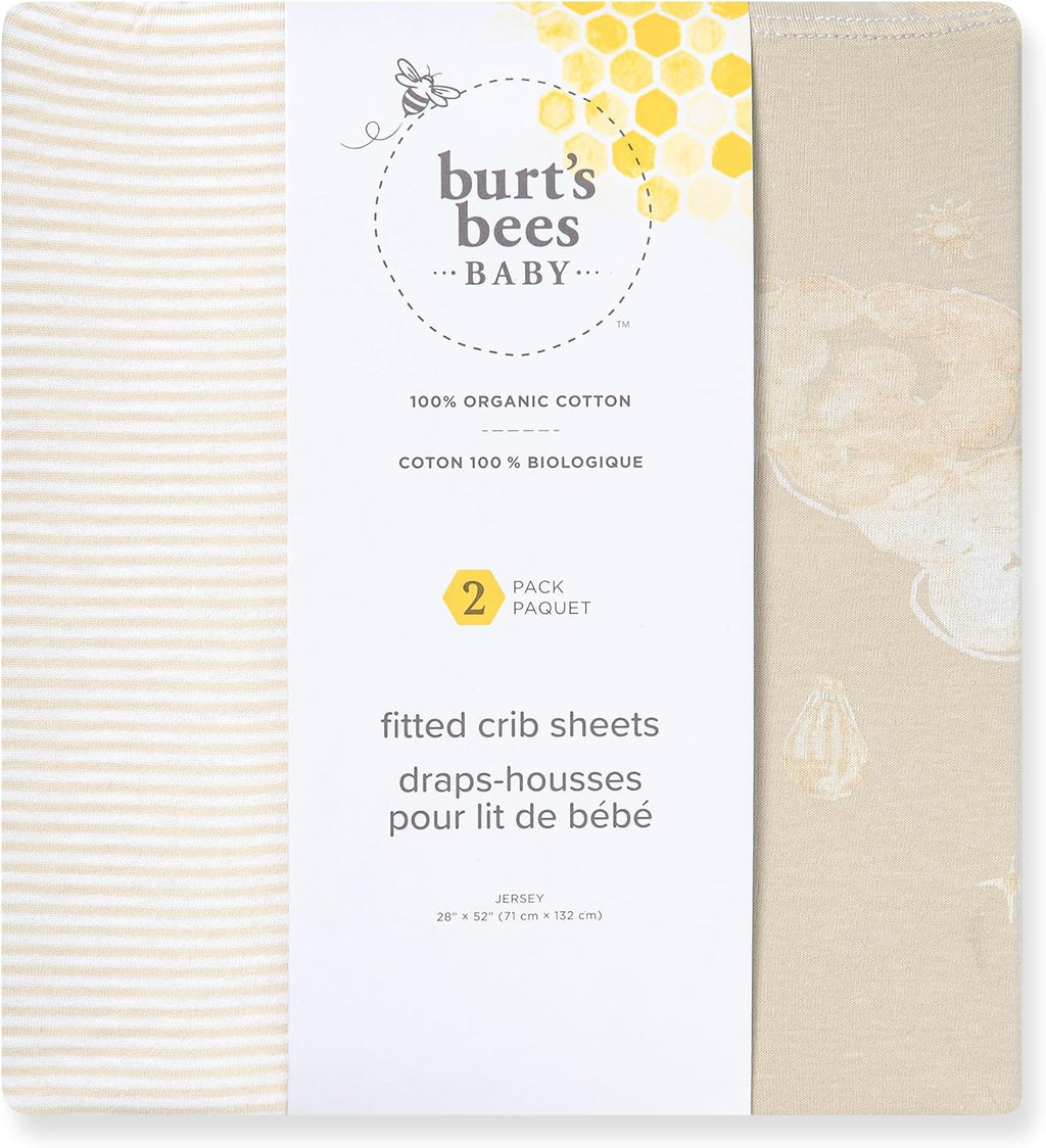 Organic Cotton Fitted Crib Sheet, Breathable Baby Bedding, Infant and Toddler Bed Sheet for Boys and Girls
