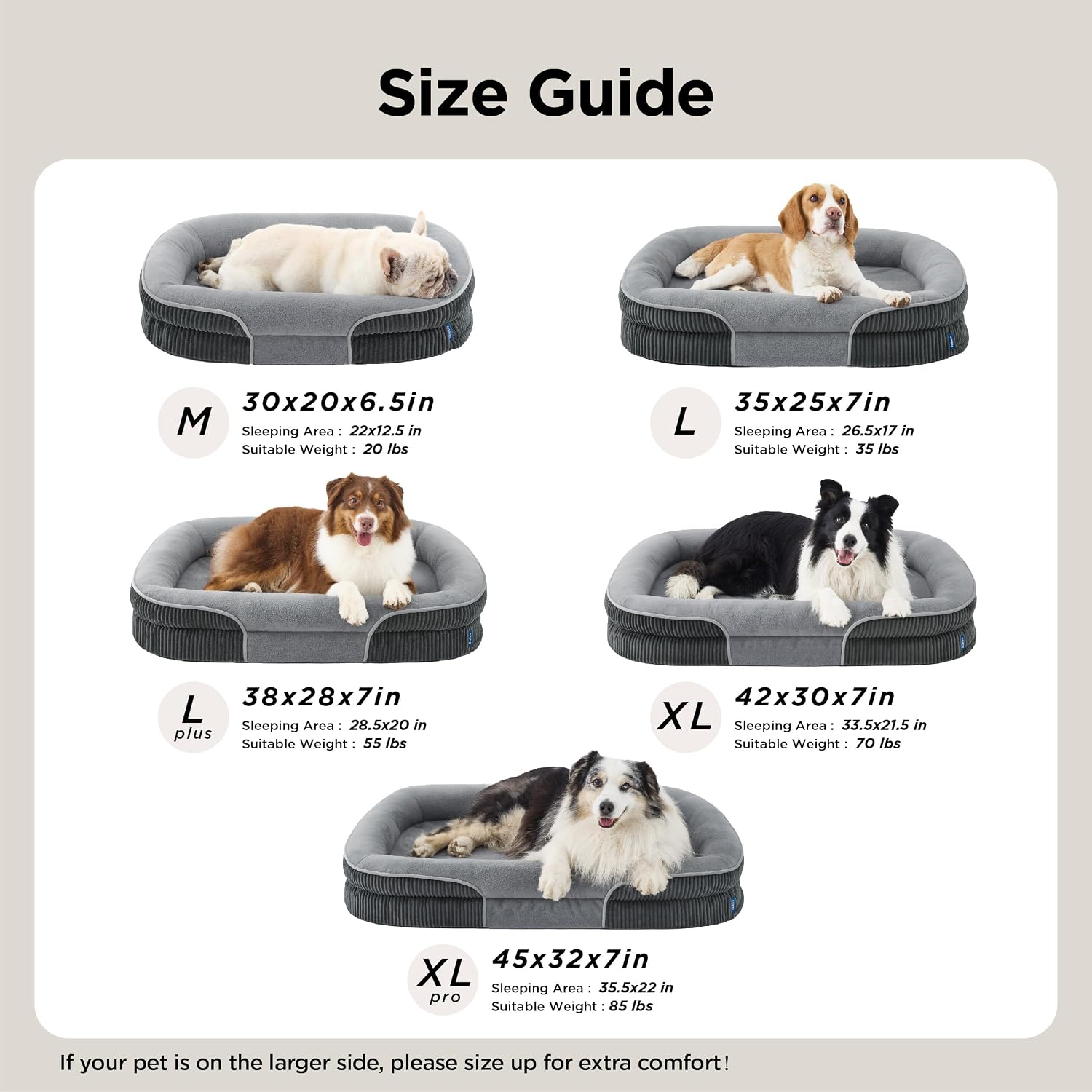 Orthopedic Dog Beds Large Sized Dog - 360° Oval Bolster Large Dogs Bed for Senior Dogs with Waterproof Washable