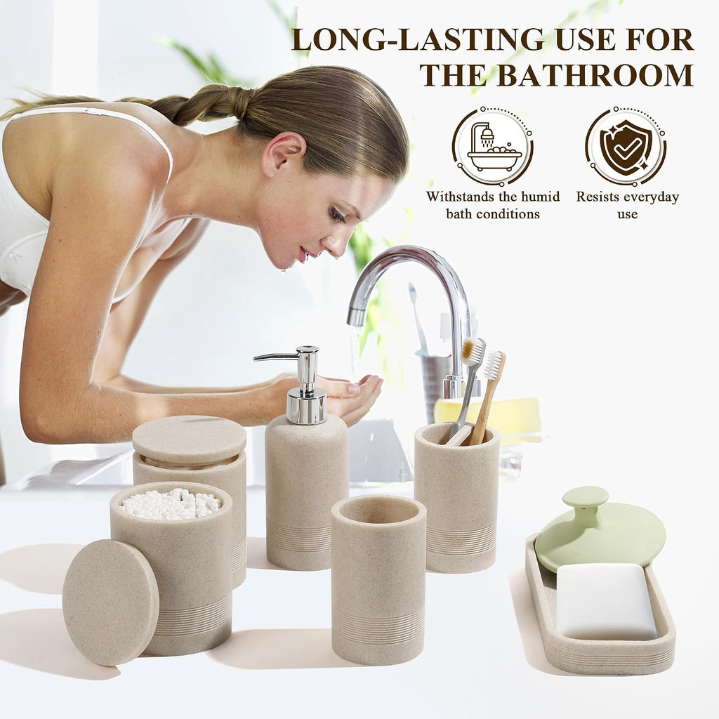 Bathroom Accessories Set, 6-Piece Bathroom Accessory Set, Toothbrush Holders Set, Soap Dispenser, Vanity Tray