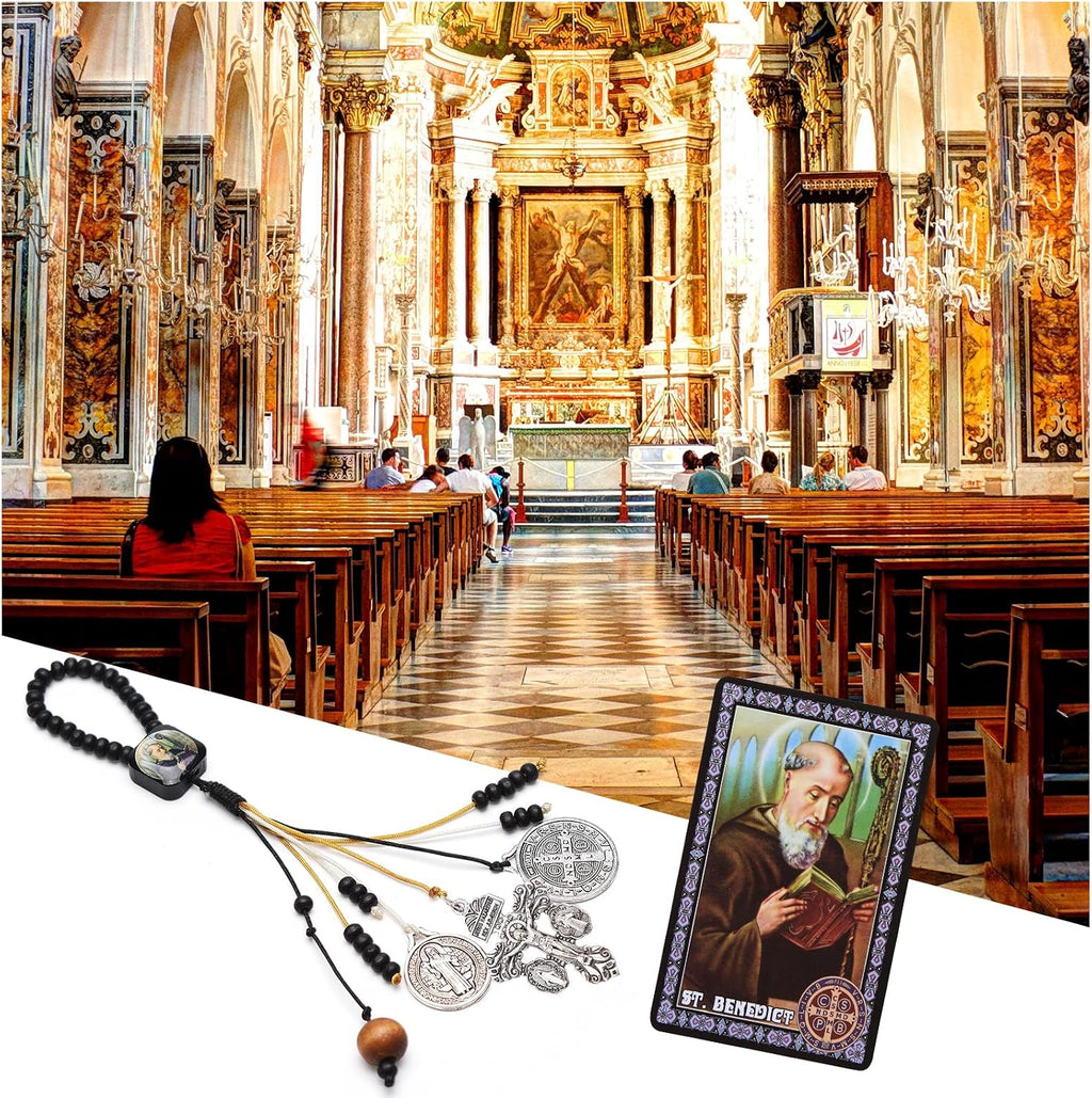 St Benedict Medals for Door with Pardon Crucifix Prayer Cards,House Blessing Catholic Gift Set for New Home Door
