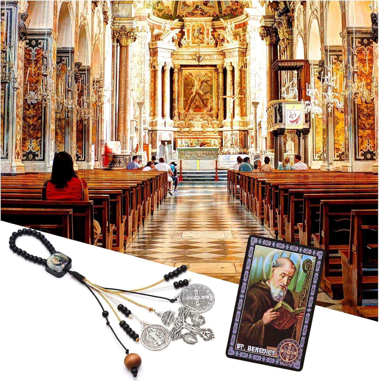 St Benedict Medals for Door with Pardon Crucifix Prayer Cards,House Blessing Catholic Gift Set for New Home Door