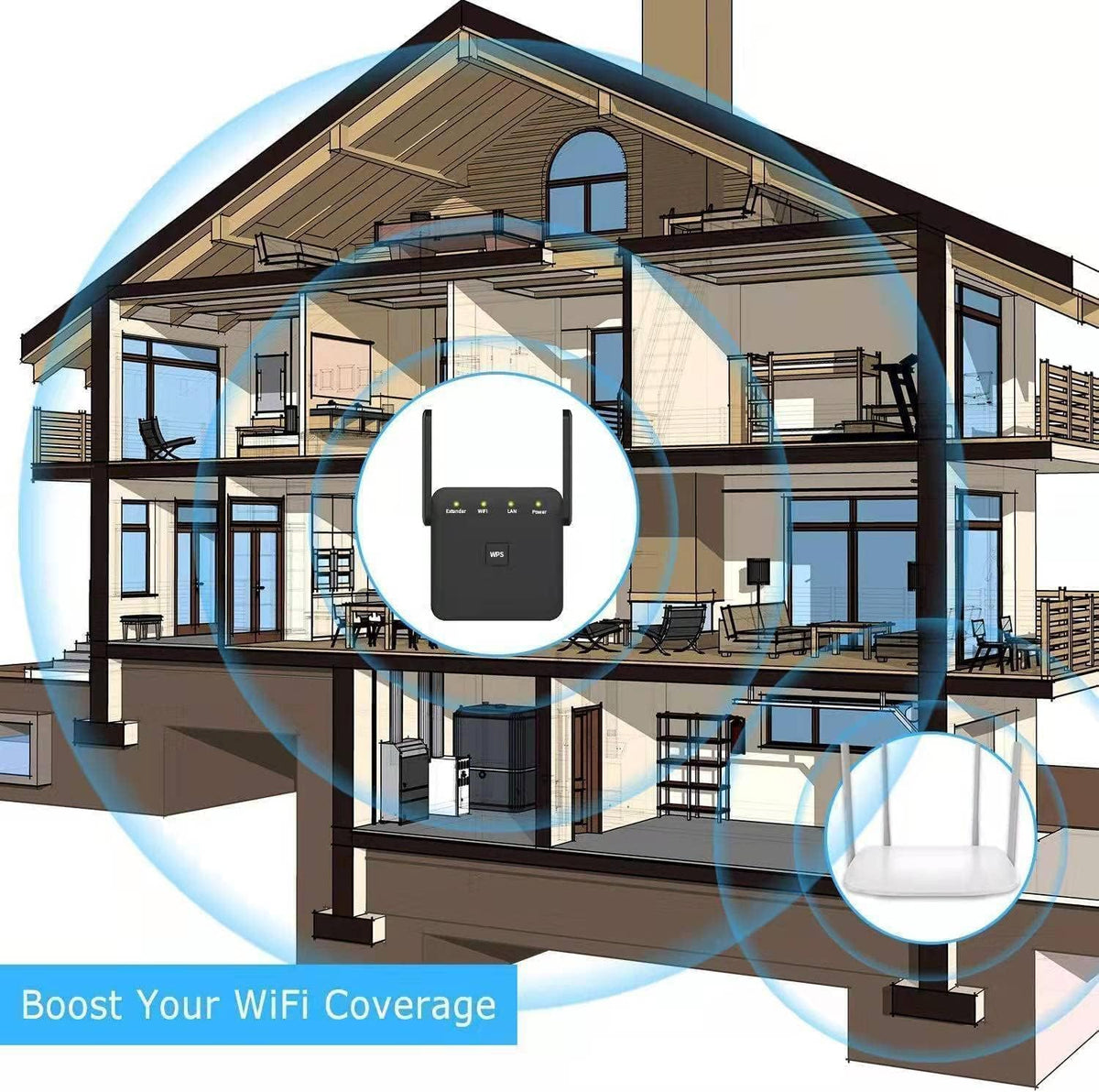 2026 Fastest WiFi Extender, WiFi Repeater, WiFi Booster, Covers Up to 10000 Sq.ft and 80 Devices, Internet Booster