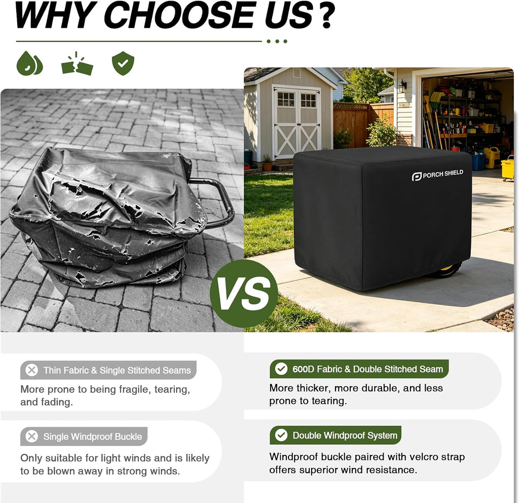 Waterproof Universal Generator Cover 32 x 24 x 24 inch - for Most Generators 5000-10000 Watt, Black