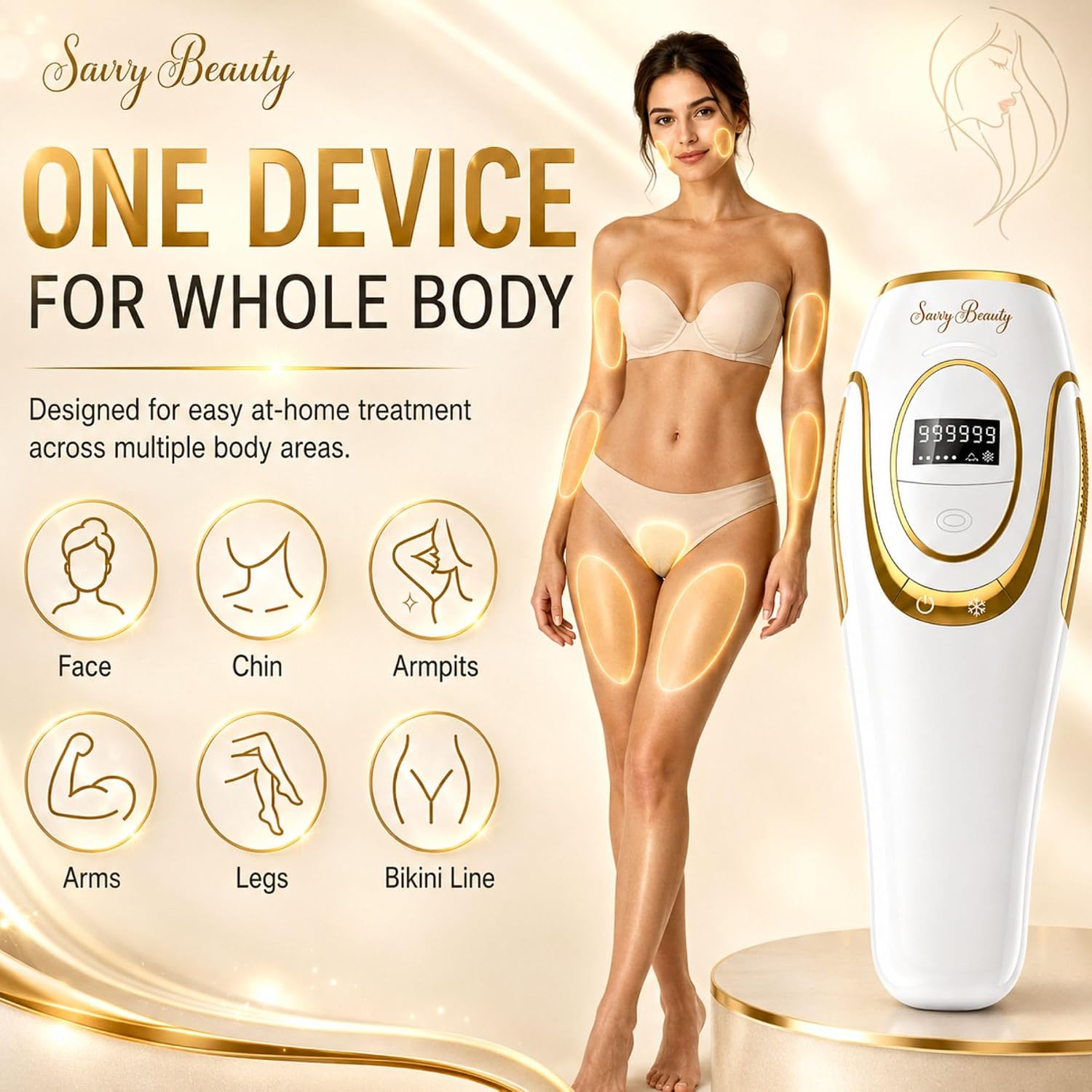 IPL Hair Removal Device for At Home Use - Permanent Hair Reduction for Women and Men with Dynamic Cooling Function