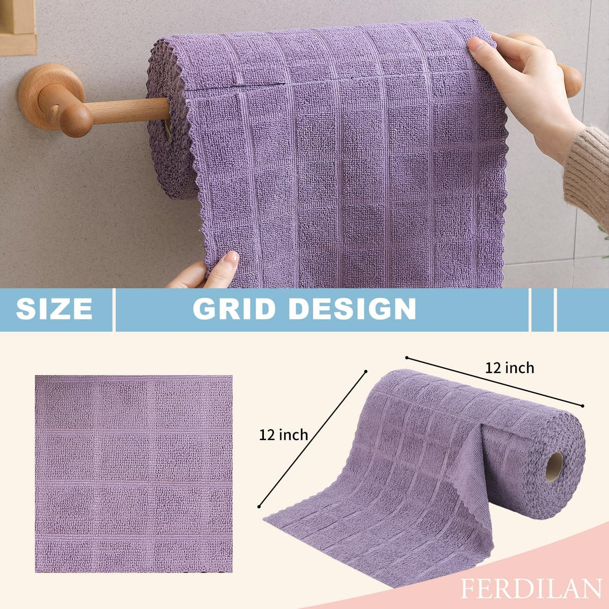 80 Pack Microfiber Cleaning Cloth Roll,Lint Free Rags Paper Towels & Tear Away Reusable Towels,Washable Shop