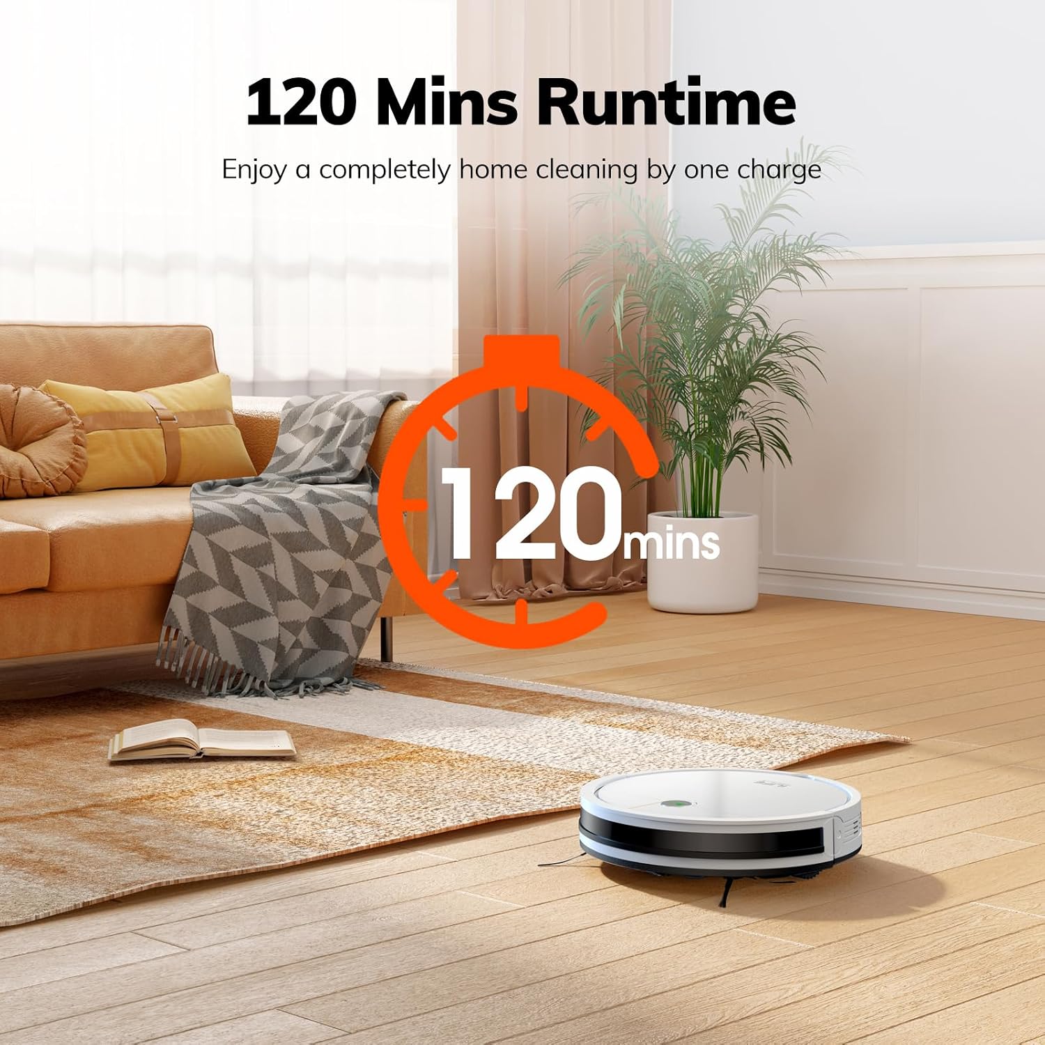 V2 Robot Vacuum Cleaner, Tangle-Free Suction | 120 Mins Runtime, Slim, Self-Charging Robotic Vacuum Cleaner, Ideal