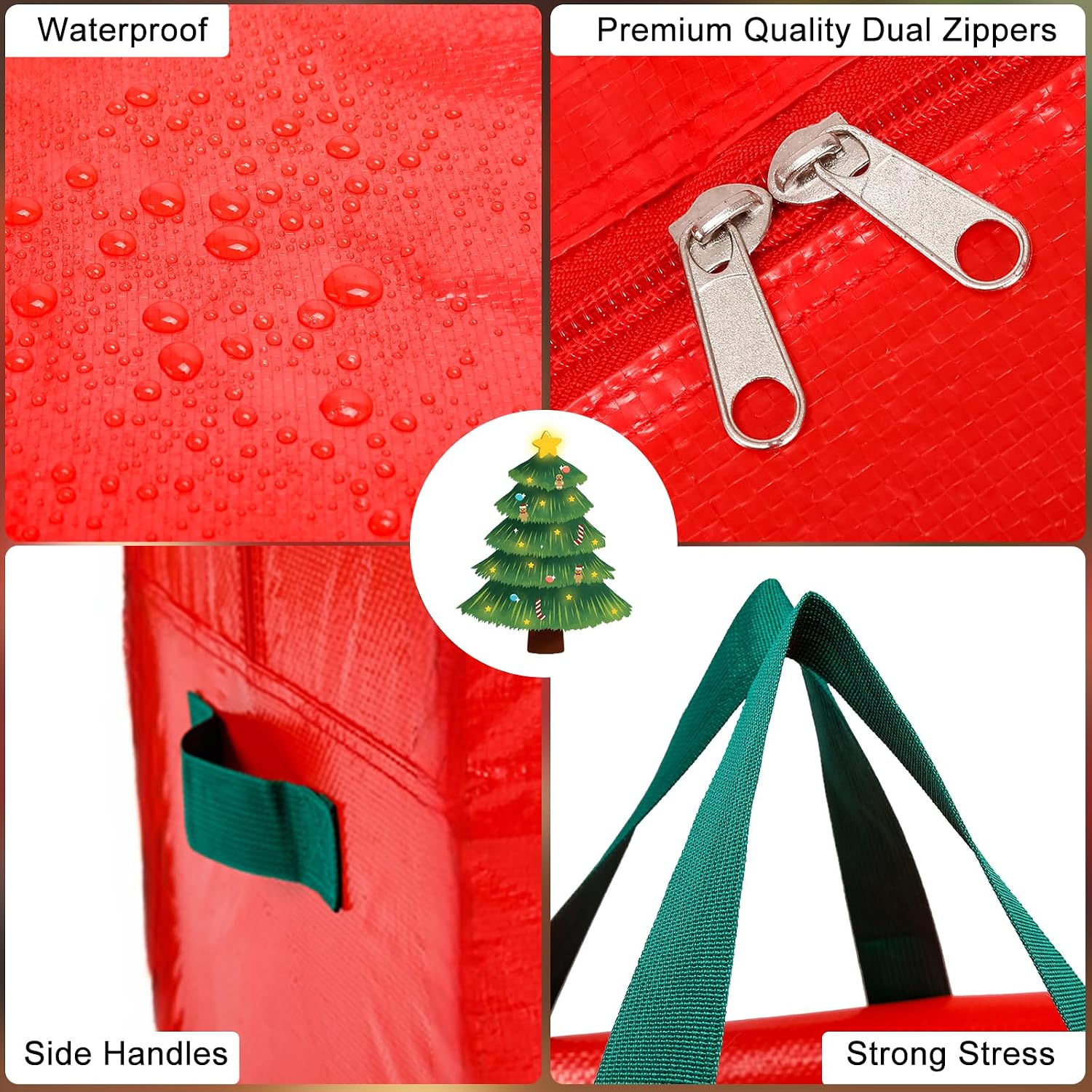 Christmas Tree Storage Bag - Fits Up to 7.5 Foot Xmas Holiday Tree, Zippered Bag, Carry Handles, Durable Waterproof