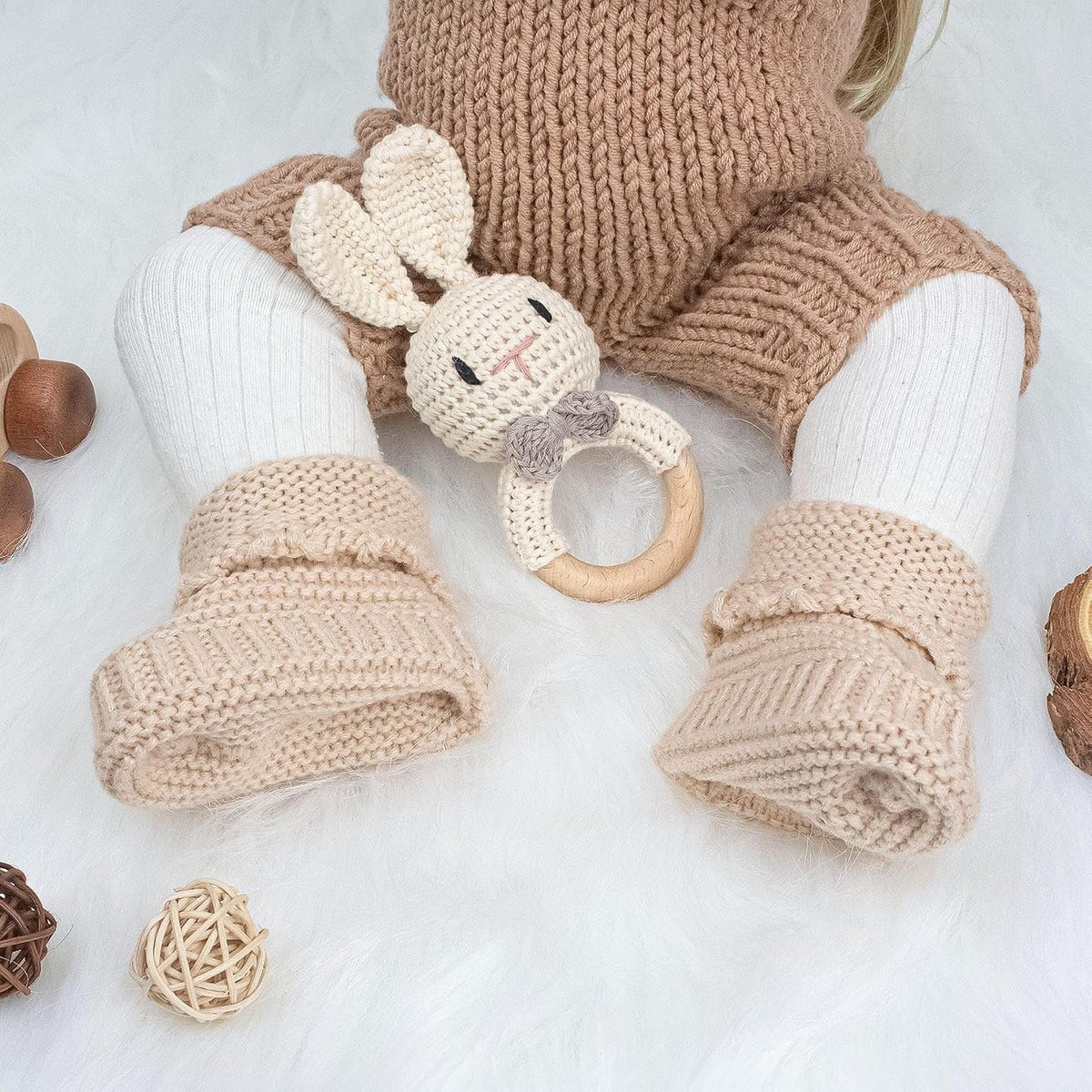 Baby Booties Handmade Baby Shower Gift Set Newborn First Walkers Cozy Booties for Infant Boy Girl 3 Pieces
