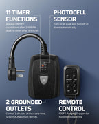 Outdoor Light Timer, Outdoor Timer Outlet,100FT Remote Control
