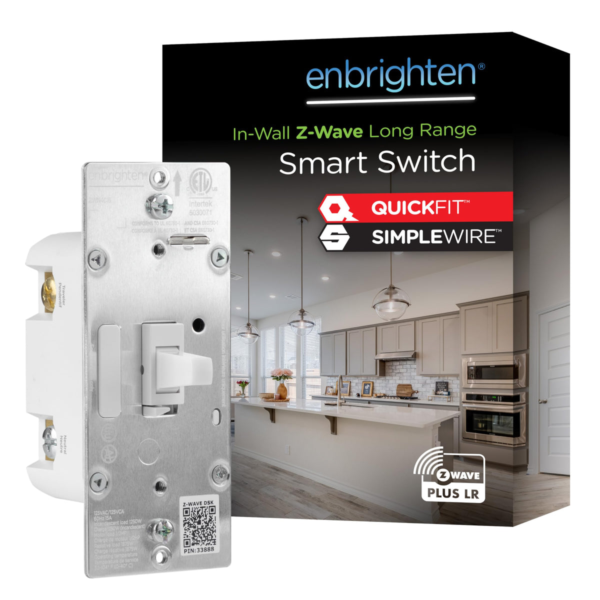 Enbrighten Z-Wave Long Range On/Off Switch, 800 Series, Toggle
