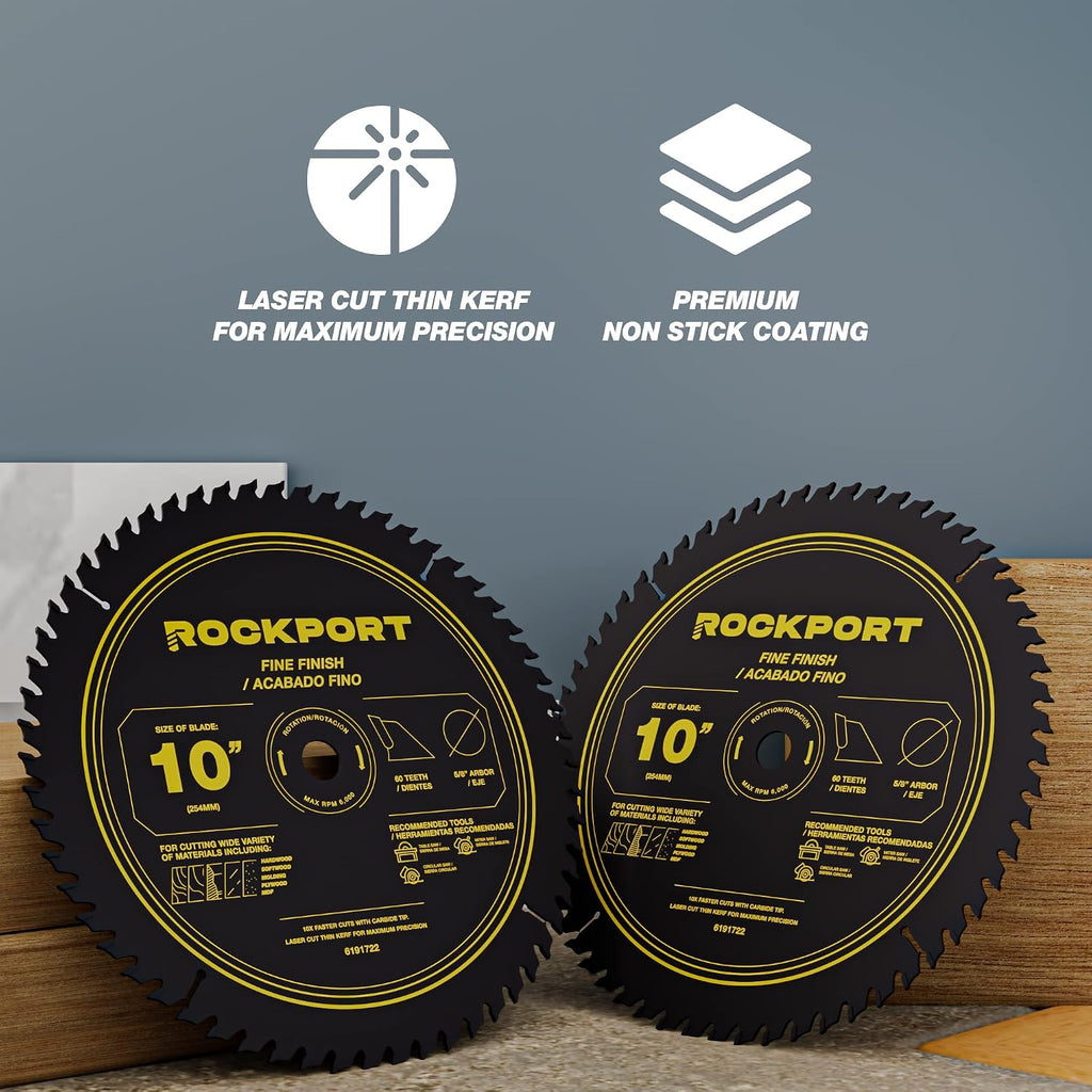 Table Saw Blades 10 inch 60 Teeth - (1 Pack) 10" Table Saw Blades & 10 inch Miter Saw Blades, 5/8" Arbor, Multipupose