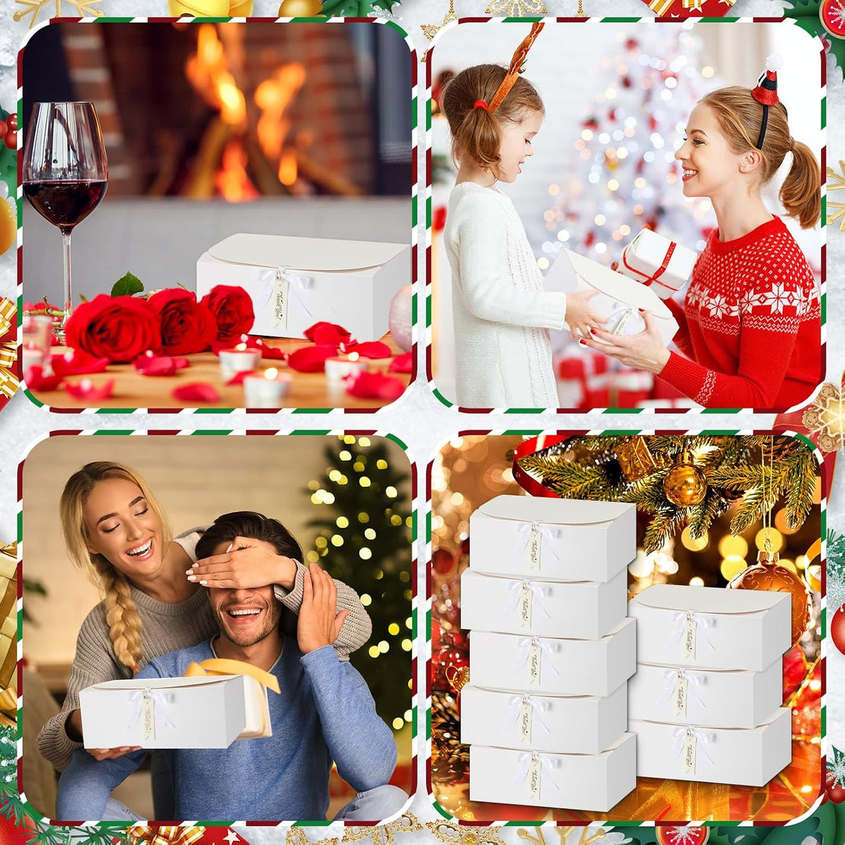 36 Pack White Gift Boxes with Lid Ribbon Bridesmaid Proposal Box