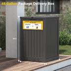 Package Delivery Box for Outside with Sign, 48 Gallon Storage with Lockable Secure, Large Double Wall Resin Outdoor