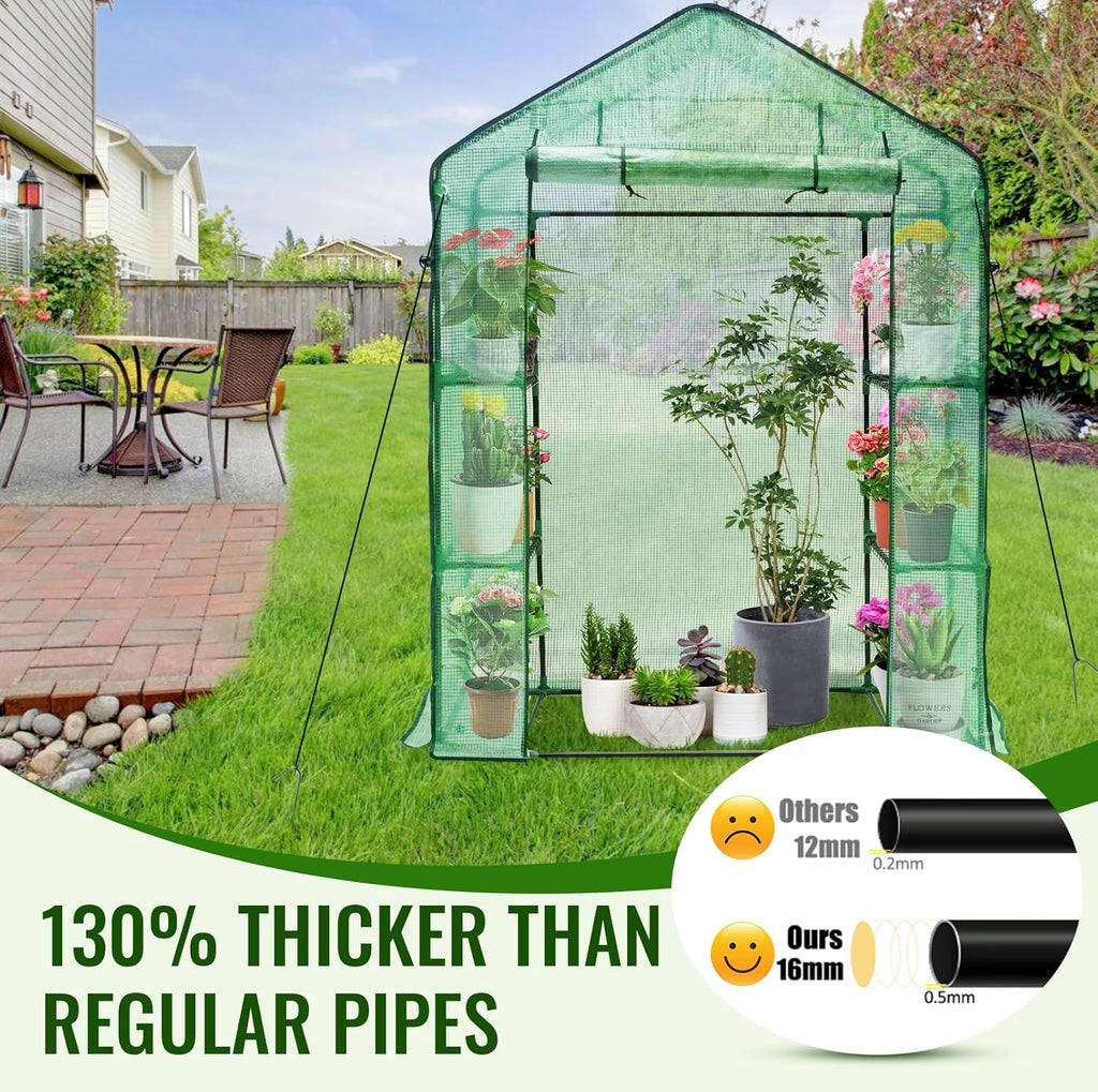 Greenhouse, 28 x 57 x 76'' Walk in Greenhouses for Outdoors Indoor | Small Plant Green House with Screen Windows, 3