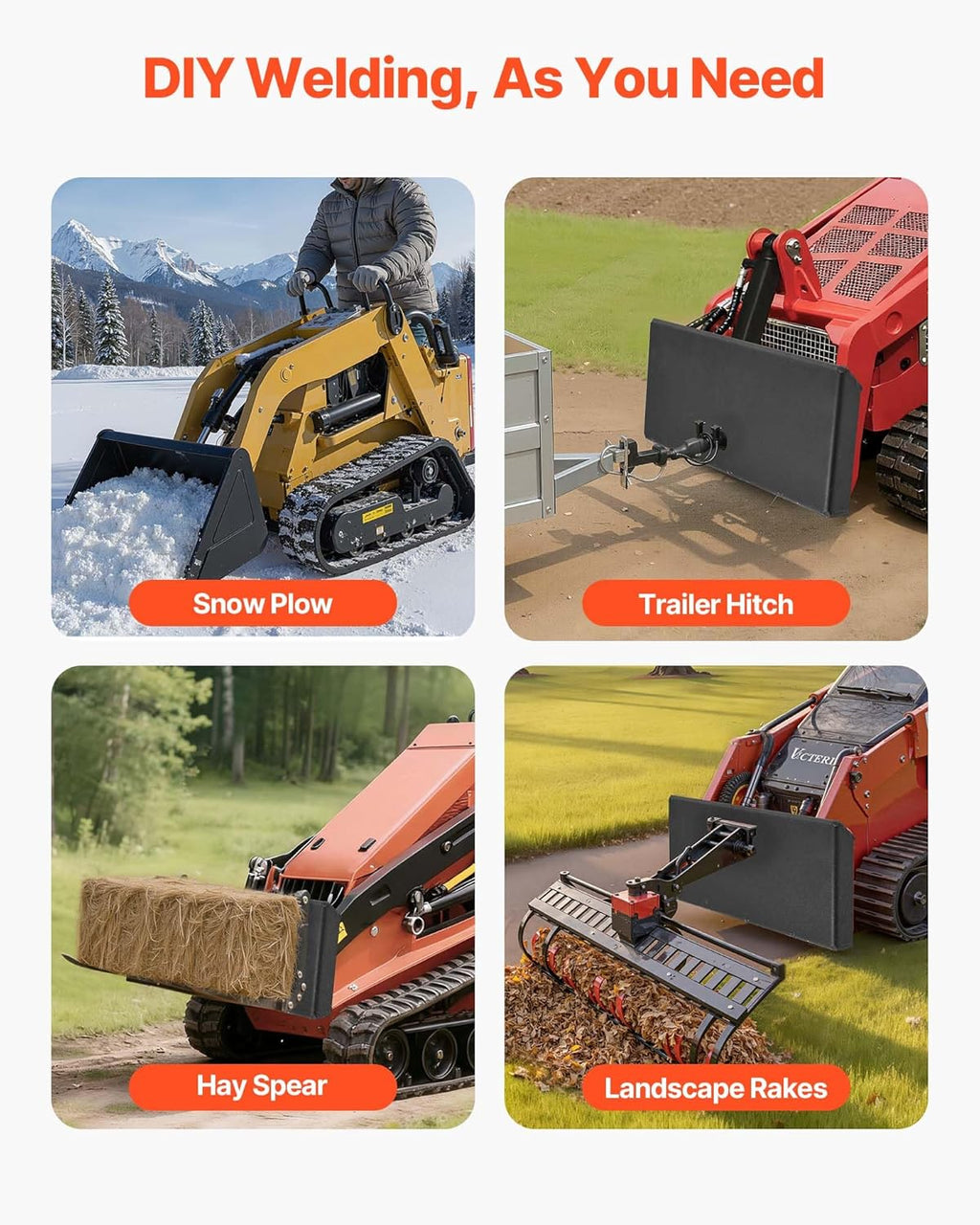 1/4" Mini Skid Steer Mount Plate, Universal Quick Attach Mount Plate, Easy to Bolt, 1500lbs Load Capacity, Heavy Duty