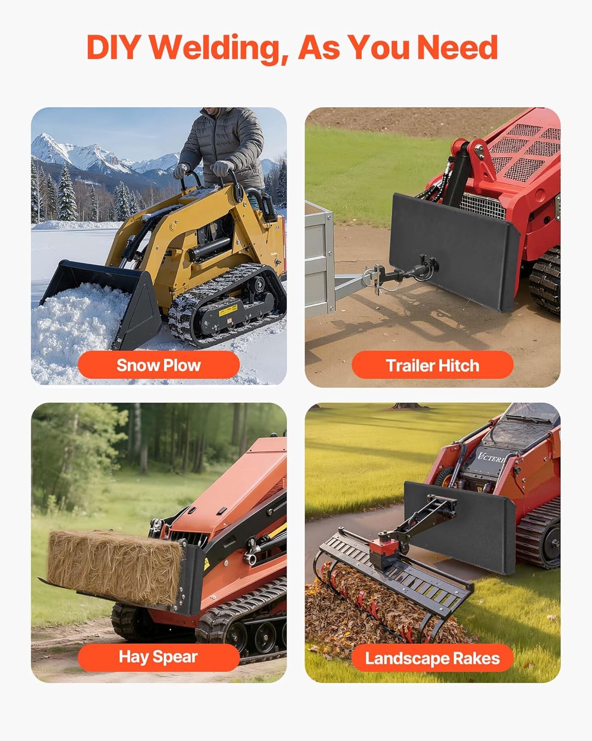 1/4" Mini Skid Steer Mount Plate, Universal Quick Attach Mount Plate, Easy to Bolt, 1500lbs Load Capacity, Heavy Duty