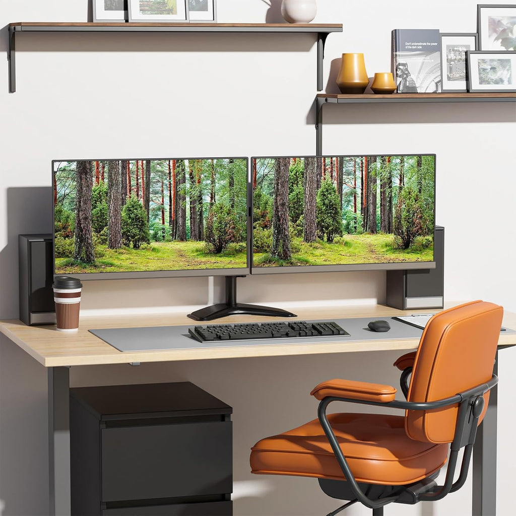 Dual Monitor Stand for Desk, Monitor Stands for 2 Monitors up to 27 inch, Dual Monitors Mount Fits up to 22lbs, Free