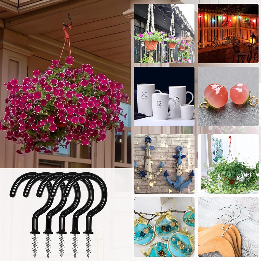 Cup Screw Hooks,1-1/2 inch Vinyl Coated Ceiling 45 Pack Screw in Hooks Plant Hanger Kitchen Cup Hooks Great for