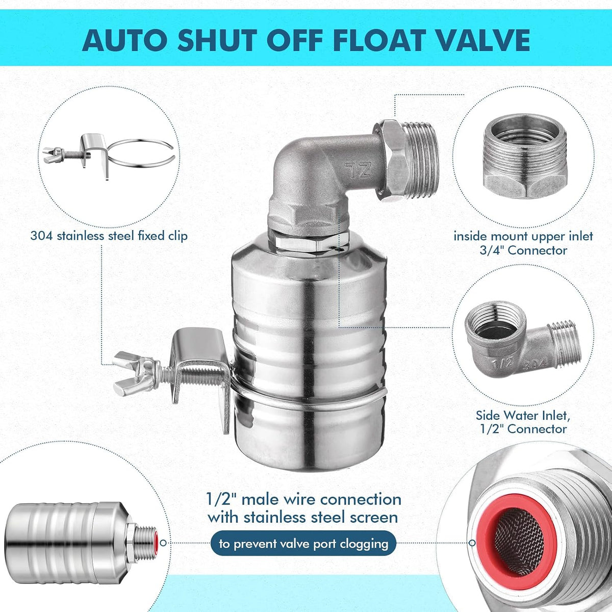 MorningRo 2 Pack Float Valve for Water Tank 1/2" to 3/4", Classic Style