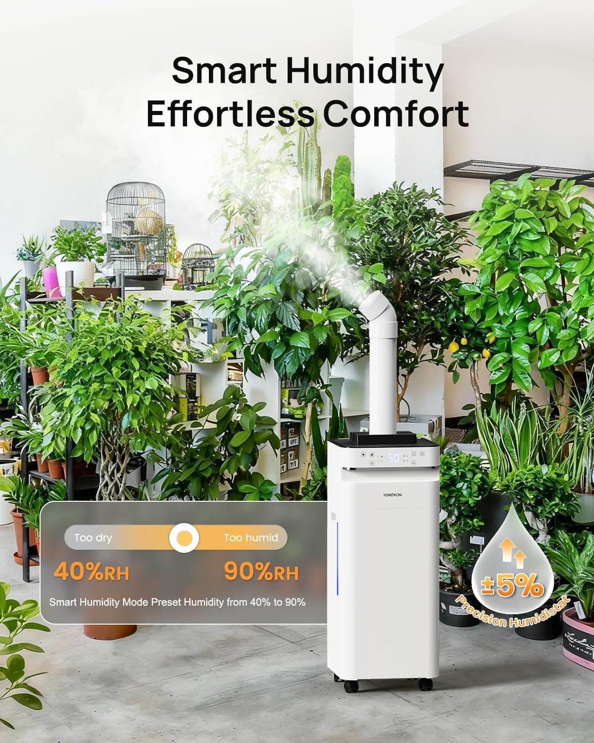 Humidifier Large Room 5.8Gal/22L, 2500 sq.ft. Cool Mist Humidifiers for Home Bedroom with Flame & Night Light, Top