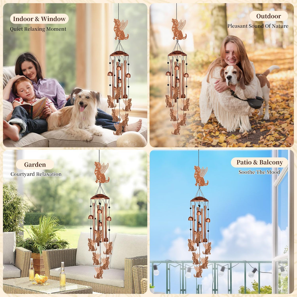 Pet Memorial Wind Chimes, Pet Bereavement Gift for Loss of Pet, Remembrance Sympathy Keepsake, 36" Wind Chime Outdoor