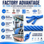 Heavy Duty PP/Polyester/Nylon Rope on Spool, Blue, 5/16inX1640FT