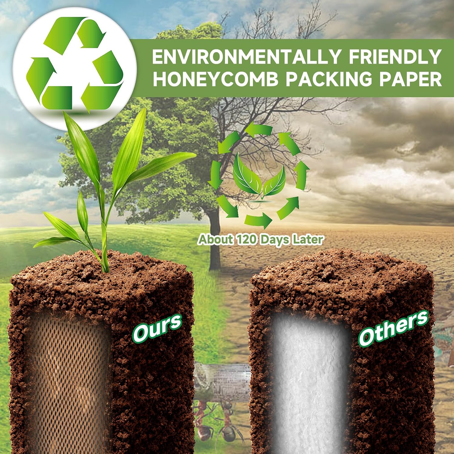 Honeycomb Packing Paper Wrap 15''x328', Substitute Alternative for Bubble Cushioning Wrap for Moving Shipping