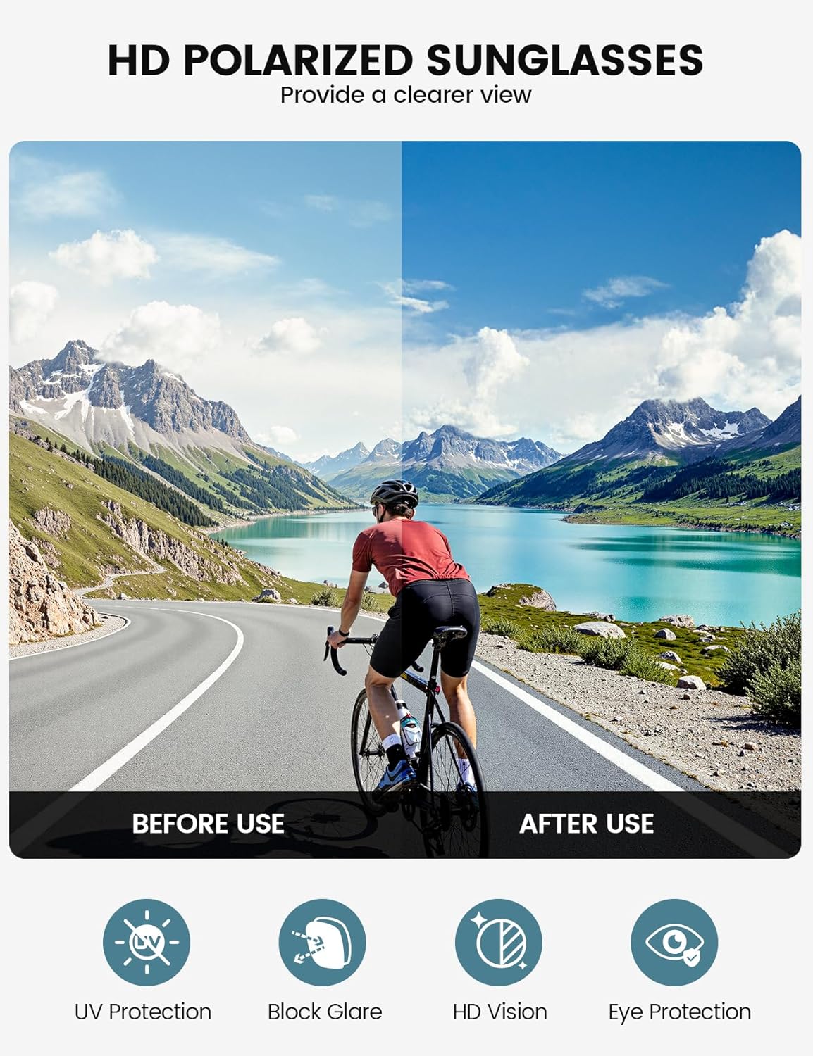 24g Polarized Sports Sunglasses for Men Women - UV400 Protection Sun Glasses for Baseball Running Cycling Fishing